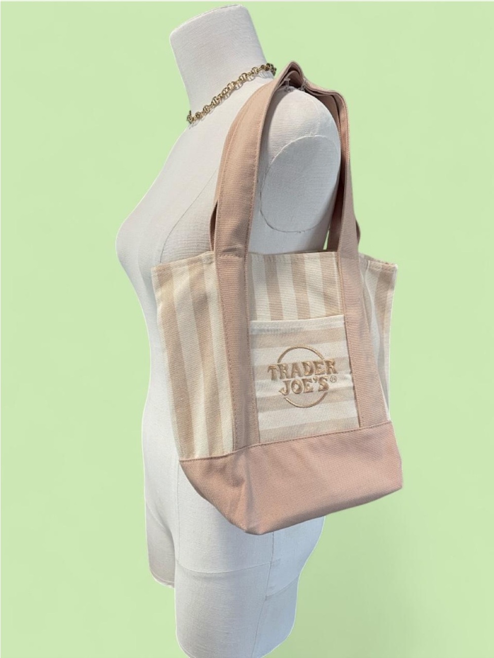 Trader Joe’s Mini Pink Stripe Canvas Tote Bag
